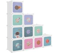Armario de almacenamiento tipo cubo para niños, con 10 cubos, color blanco, fabricado en polipropileno (PP)