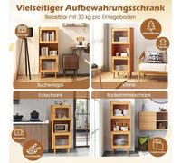 Armario de bambú para cocina, tipo buffet de 3 niveles con 2 puertas de acrílico, color natural, dimensiones: 49,5 x 40 x 130 cm