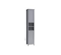VASAGLE Armario de Baño Alto con Iluminación, Delgado, Estantes Ajustables | Compartimentos Abiertos, para Espacios Pequeños, Rústico, Gris Paloma, Colección SOFIE BBC566G03