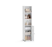 VASAGLE Armario de Baño Alto Independiente, 2 Estantes Ajustables | 3 Compartimentos Abiertos, Sala de Estar, Entrada, Blanco Nube, Colección HANIS BBK160W01