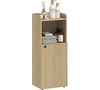 Armario de baño, armario de esquina con estantería, estante abierto, estante ajustable, mueble de baño, 40 x 31 x 104 cm, color roble amarillo