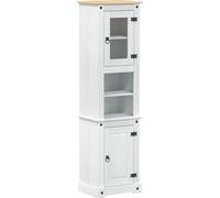 Armario de baño blanco de vidaXL, 50 x 40 x 185 cm, fabricado en madera maciza de pino