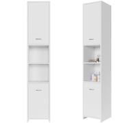 Armario de baño CASARIA® de 30 cm de ancho, armario con 6 estantes ajustables, con cierre magnético, estantería de baño estrecha de madera blanca