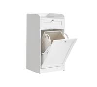VASAGLE Armario de Baño, 1 Cajón y 1 Cesta de Ropa Sucia | Bolsa Interior Extraíble con Asas, 40 x 40 x 80 cm, Blanco Nube, Colección SIREN BBC741W01