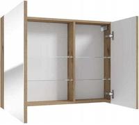 Armario de baño con espejo de 80 cm, en madera de roble y con estantes de vidrio, modelo Rietti