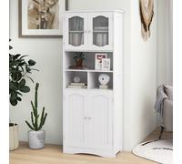 Armario de baño - Estantería de almacenamiento - Mueble alto - Mueble para baño - Estante de almacenamiento - Vidrio templado - Estantes ajustables
