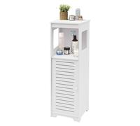 Armario de baño estrecho con 1 puerta, armario auxiliar con 3 cajones, armario pequeño de placa de PVC, cada nivel tiene una capacidad de carga de 2,5 kg (28 x 25 x 90 cm, color blanco)