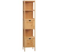 Armario de baño Kleankin, armario alto, mueble de baño, bambú, 30 x 30 x 140 cm
