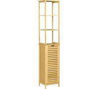 Armario de baño Kleankin, armario alto para baño con 3 compartimentos abiertos, color natural