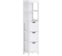 Armario de baño Kleankin, armario para baño, armario alto con 3 cajones, 2 compartimentos abiertos, armario de almacenamiento para baño, sala de estar, color blanco