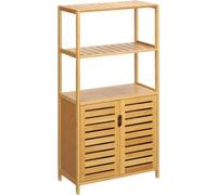 Armario de baño Kleankin, cómoda de baño con puertas de listones, estante para baño, madera de bambú, madera natural.Código del artículo en tienda: T3323P365662 F