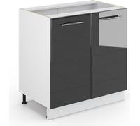 Armario de baño mediano Vicco Fame-Line Antracita alto brillo 80 x 82 cm con estante, sin encimera, Model 43522