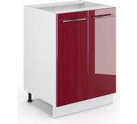Armario de baño mediano Vicco Fame-Line Rojo Burdeos alto brillo 60 x 82 cm sin encimera, Model 43450
