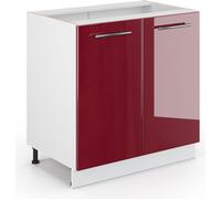 Armario de baño mediano Vicco Fame-Line Rojo Burdeos alto brillo 80 x 82 cm con estante, sin encimera, Model 43523
