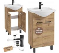 Armario de baño - Mueble de lavabo - Bajo lavabo - Armario de baño independiente - Estantería de almacenamiento - Madera de roble mate