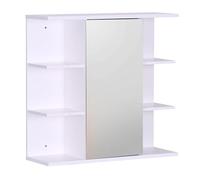 Armario de baño Relaxdays con Espejo, 6 estantes, 2 Compartimentos, 64 x 62 x 21 cm, Montaje en Pared, Azul grisáceo