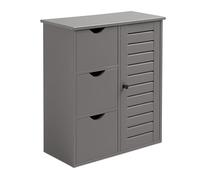 Armario de baño Relaxdays, HxBxT: 80 x 60 x 30 cm, 3 cajones, Armario Auxiliar para baño, Cocina, Gris