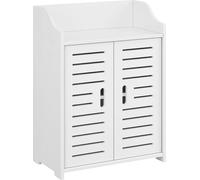 Armario de baño Trosa, 62 x 45 x 25 cm. Armario de baño, armario de pared, estantería, mueble auxiliar. Material: WPC. Color: blanco. [en.casa]