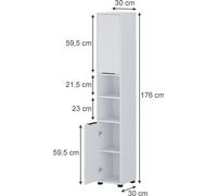 Armario de baño Vicco Alina Blanco 30 x 176 cm con 2 puertas, Model 59026