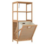 Armario de baño Vicco Novaro Bambú 48.3 x 114 cm con cesto para la ropa, Model 55323