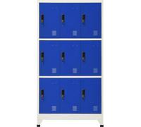 Armario de casilleros gris y azul, 90x45x180 cm, acero