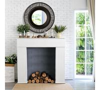 Armario de Chimenea, Consola de Chimenea con 3 Puertas, Contorno de Chimenea Decorativa de Cartón Entourage de Madera con Almacenamiento y Estantería, Marco de Chimenea Decorativa Para Salón Corredor