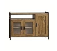 Armario de cocina 110 cm - estilo industrial con estante abierto y almacenamiento para salón - marrón