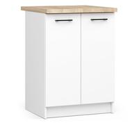 Armario de cocina akord s60 con encimera oliwia blanco 60 cm 2 puertas frente en color blanco 2 estantes 60x46x85 cm