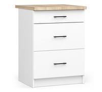 Armario de cocina akord s60 con encimera oliwia blanco 60 cm 3 cajones frente en color blanco 60x46x85 cm