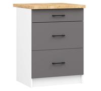 Armario de cocina akord s60 con encimera oliwia blanco 60 cm 3 cajones frente en color gris grafito 60x46x85 cm