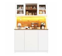 Armario de cocina alto 120 × 40 × 180 cm - puertas acrílicas, iluminación led, aparador y mueble auxiliar de cocina - blanco