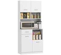 Armario de cocina - Aparador - Armario de almacenamiento - Mueble de cocina - Armario para microondas - MDF blanco - Puertas con cierre suave