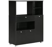 Armario de cocina - Armario para microondas - Armario auxiliar - Armario de almacenamiento - Cómoda - Decoración en madera negra - Pomos de aluminio