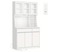 Armario de cocina - Buffet de cocina - Armario pequeño de cocina - Armario de almacenamiento - Armario de cocina blanco - Iluminación LED