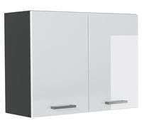 Armario de cocina con vidrio Vicco R-Line Blanco alto brillo/Antracita 80 cm, Model 71471