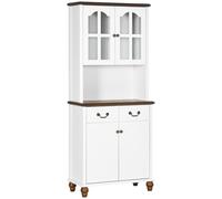 Armario de cocina HOMCOM, aparador de cocina con 2 cajones, 4 puertas y un compartimento abierto, color blanco