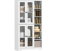 Armario de cocina HOMCOM, tipo aparador, con 4 puertas de cristal con cierre suave y 6 compartimentos abiertos