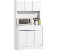 Armario de cocina HOMCOM, tipo aparador con encimera, 6 puertas, con orificios para cables, color blanco