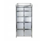 Armario de Cocina INOX, Buffet para Microondas y Ollas | Armario de Cocina con Puertas y Estantes, Muable Metálico, Resistente al Agua Fácil de Limpiar(5-Tier,65*45)