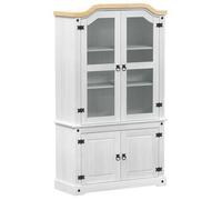 vidaXL Armario con vitrina Corona madera maciza pino 103,5x42x180 cm Blanco