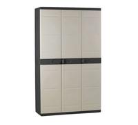 Plastiken Armario Titanium 3 puertas 4 estantes regulables con barra 105x44x176 cm Beige/Negro