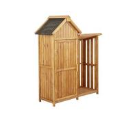Armario De Jardín De Madera "noé" Con Almacenamiento Para Troncos - 136 X 57 X 170 Cm - Marrón