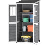 Armario de jardín Outsunny, cobertizo para herramientas con puerta con cerradura y 2 ventanas