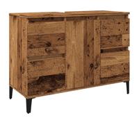 Armario de lavabo con 4 cajones y superficie fácil de limpiar 80 x 33 x 60 cm madera envejecida 02_0051053
