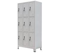 Armario de metal, armario de almacenamiento, armario de almacenamiento, armario multiusos para vestuarios, oficina, escuela, con 9 compartimentos, acero 90 x 45 x 180 cm, gris