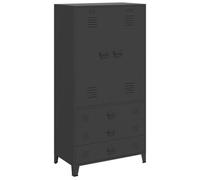 Armario de metal negro 90x50x180 cm con estantes y barra | 2 estantes, barra para colgadores, soportes para identificación, orificios de ventilación, limpieza con un paño húmedo