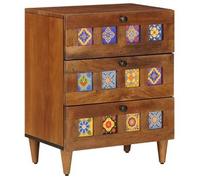 Armario De Noche Marrón 50 X 33 X 62 Cm Madera De Mango Maciza Vidaxl