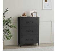 Armario De Oficina Hamina Con 3 Compartimentos Y 6 Puertas Acero 113 X 80 X 40 Cm - Negro [en.casa]