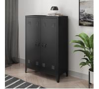 Armario de oficina oripää con 2 estantes regulables acero 110x75x33 cm - negro [en.casa]