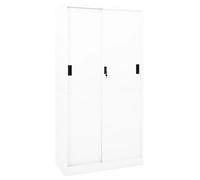 vidaXL Armario de oficina puerta corredera acero blanco 90x40x180 cm